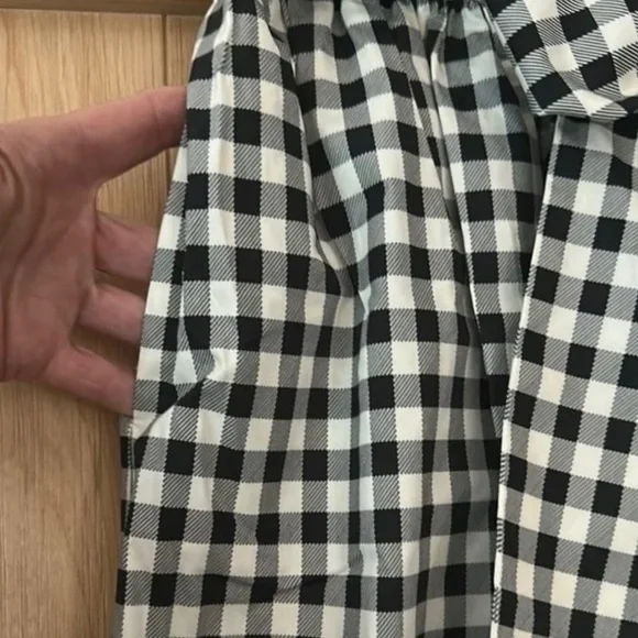 Tory Burch Black White Gingham Midi Skirt Small Cotton Tie Waist Pockets NWOT - Picture 8 of 10